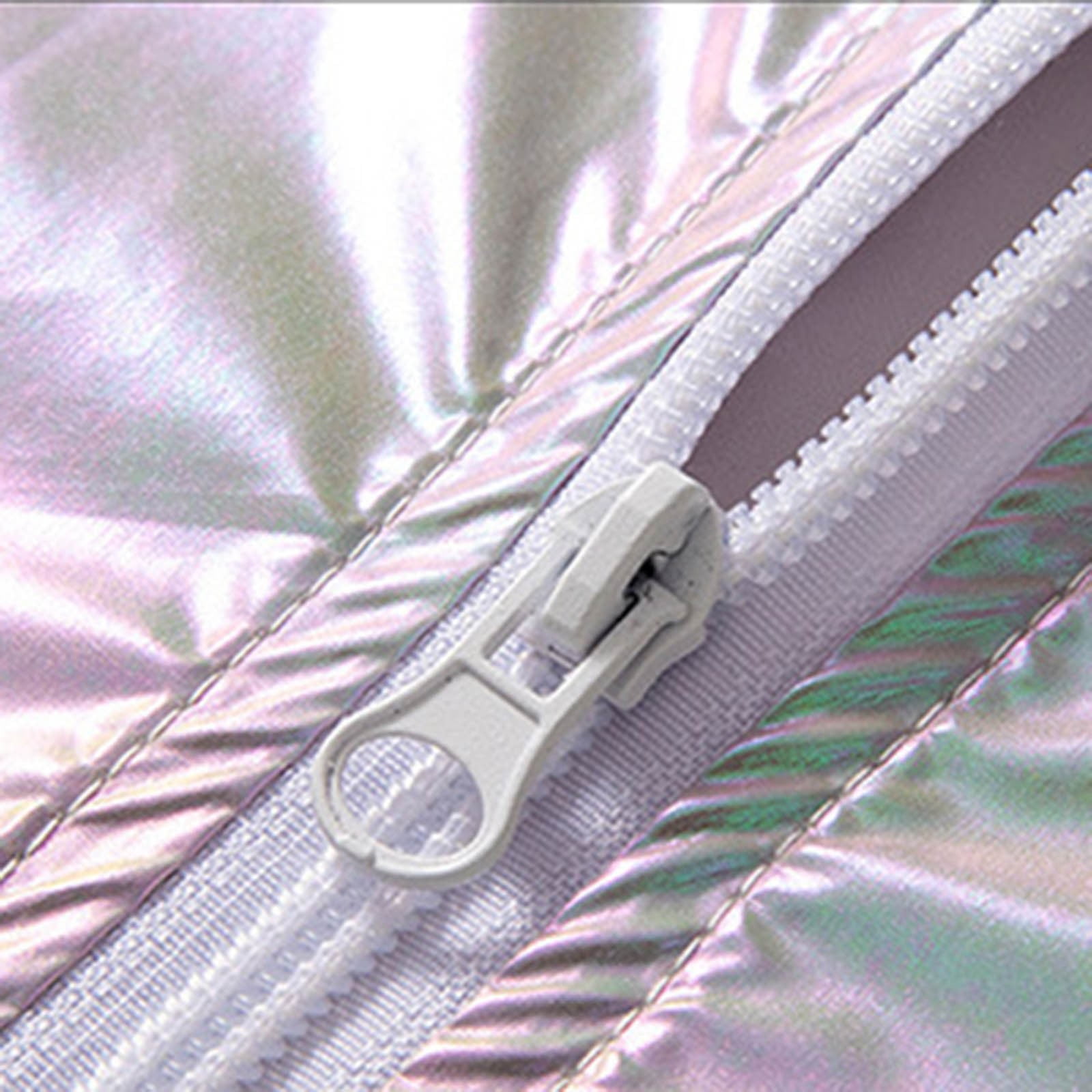 Tiweut Men's Metallic Jacket Lightweight Zip Up Holographic Shiny Hooded Blouse