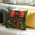 thumbnail image 3 of Merry Christmas Decorative Throw Pillow Covers, Red Green Bow Cushion Case Decor, Noel Joy Winter Holiday Home Sofa Couch Decoration, 3 of 5