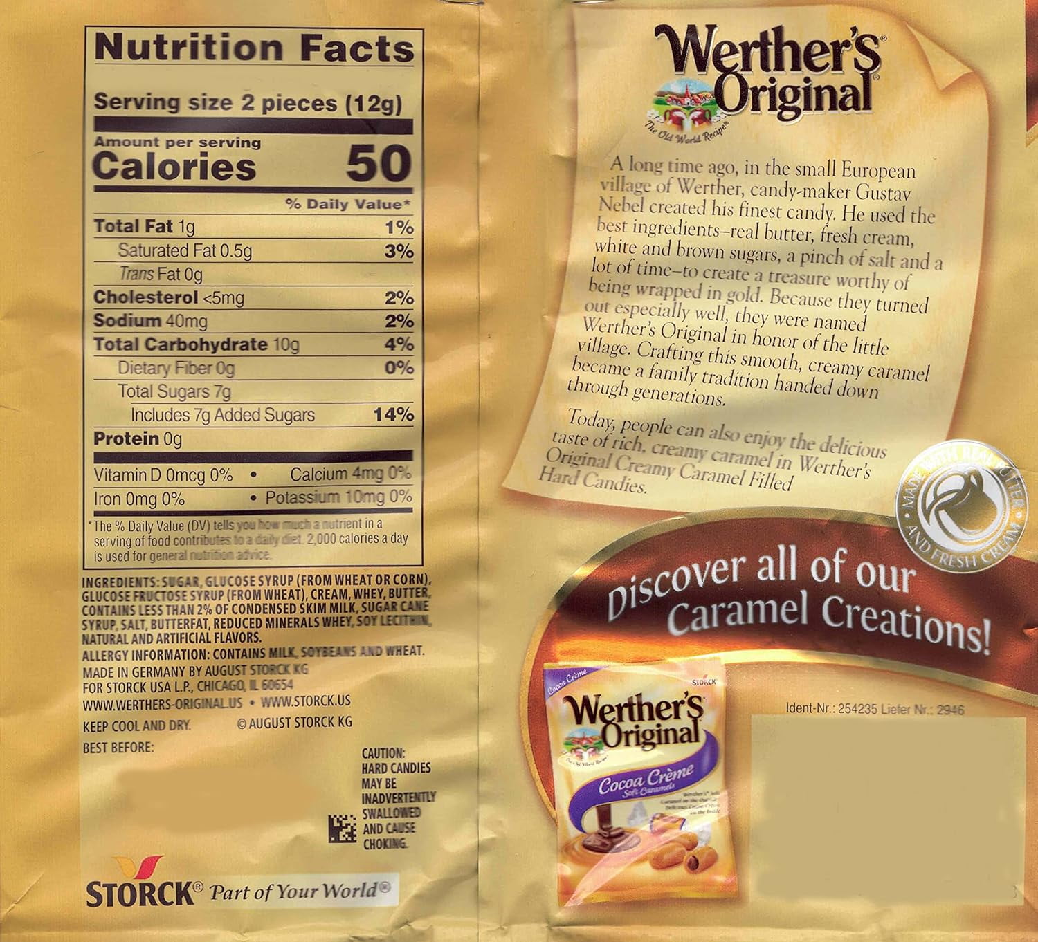 Bulk Werthers Original Hard Candy | Bulk Candy Individually wrapped | Werthers Caramel Candy | 1 lb Individual Flavor Bag | Ships in an Aromatik™ Resealable Pouch (Creamy Caramel Filled)