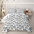 thumbnail image 2 of Erosebridal Love Heart Graffiti Bed Spread Queen for Girls, Brush Stroke Print Queen Coverlet Set, Black White, 3pcs, 2 of 7