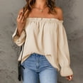 thumbnail image 5 of Timegard Off the Shoulder Tops for Women Plus Size Dressy Casual Solid Color Loose Fashion Tee Blouse, 5 of 7