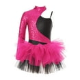 thumbnail image 3 of TiaoBug Girls Sequin Ballet Dance Leotard One Shoulder Tutu Dress Dancing Costume for Jazz Hip Hop Hot Pink 8, 3 of 7