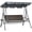 Dark Gray, Brown, variant on Outsunny 3-Seat Porch Swing with Canopy Outdoor Swing Chair w/ Rattan Seat