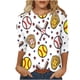 thumbnail image 2 of Fiudx Ofertas Flash Del Día Solo En Línea Blusa Suelta Estampada con Cuello Redondo y Manga 3/4 para Mujer, 2 of 5