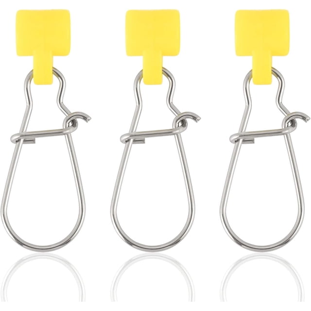 Sinker Slides for Fishing, Sinker Weight Silder Line Slide Sleeve Swivel Duo Lock Snaps for Saltwater Surf Bottom Fishing Fish Fider Rig Catfish Rig Yellow Duo-Lock Snap 100 Pack