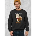 thumbnail image 3 of Thanksgiving Cat Meow Funny Hiding Turkey Crewneck Sweatshirt, 3XL, Black, 3 of 6
