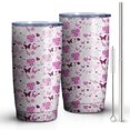 thumbnail image 2 of 20oz Tumblers Pink Breast Cancer and Pioneer Flower Stainless Steel Vacuum Insulated Double Wall Travel Tumbler Cups Mug with Lid and Straw,Cleaning Brush for Cold & Hot Drinks, 2 of 7