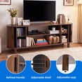 thumbnail image 4 of Dextrus 70 Inch Mid Century Modern TV Stand with Fluted Rolling Doors and Adjustable Shelves, Fits Up to 75 Inch TV for Living Room, Walnut, 4 of 10