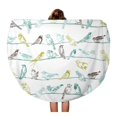 thumbnail image 1 of JSDART 60 Pouces Rond Plage Serviette Couverture Vintage Oiseaux Arbre Enfant Dessin Printemps Rétro Bébé Ferraille Voyage Cercle Serviettes Circulaire Tapis Tapis Plage Jeter, 1 of 2