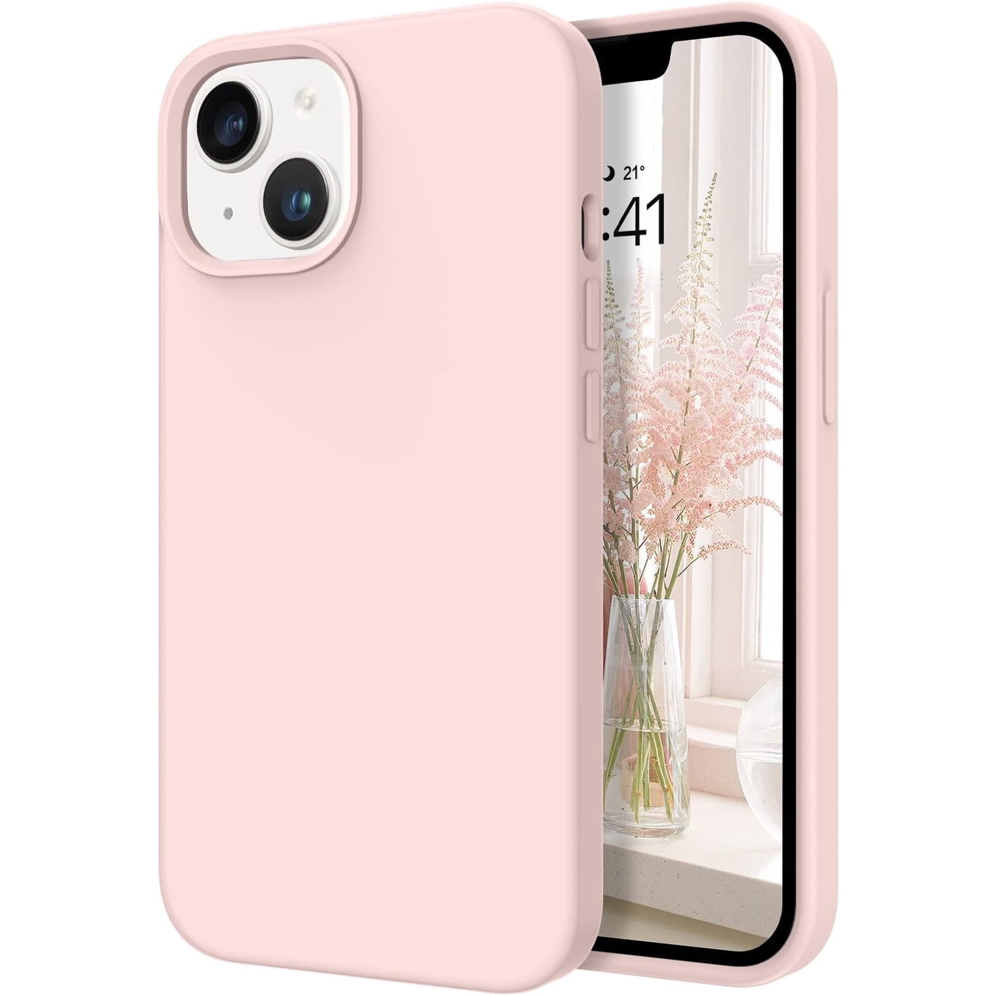 iPhone 14 Case, Liquid Silicone Soft Gel Rubber iPhone 14 Phone Case Slim Thin Phone Case with Microfiber Lining Shockproof Protective Phone Cases Cover for 6.1 inch iPhone 14, Pink