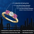 thumbnail image 2 of Gem Stone King 18K Yellow Gold Plated Silver White Topaz and Pink Moissanite Engagement Ring for Women | 1.60 Cttw | Round 5MM | Gemstone November Birthstone | Size 9, 2 of 6