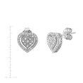 thumbnail image 2 of Women's Finecraft 1/10 cttw Diamond Halo Heart Stud Earrings in Sterling Silver, 2 of 2