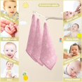 thumbnail image 3 of Dreamtimes Shiny White Pink Snowflakes Baby Muslin Washcloths Face Towel, 3 PCS Merry Christmas Burp Cloths Cotton Wipes Infant Wash Cloth for Newborn Boys Girls 12x12 inches, 3 of 7