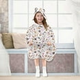 thumbnail image 6 of Wearable Blanket Hoodie for Kids Cute Fluffy Cats Flannel Hooded Blanket with Pockets and Sleeves Suitable for Boys and Girls, 6 of 7
