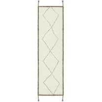 SAFAVIEH Casablanca Emmett Geometric Wool Shag Runner Rug, Ivory/Charcoal, 2'3" x 10'