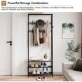 thumbnail image 5 of Bingirl Double Row Coat Rack Shoe Bench Organizer with 5/10 Hooks - 4-in-1 Entry Hallway Storage with Metal Frame, Wood Look for Living Room & Bedroom, 5 of 5