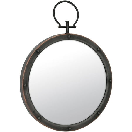 - Metal Round Mirror with Ring and Rivet Trim
