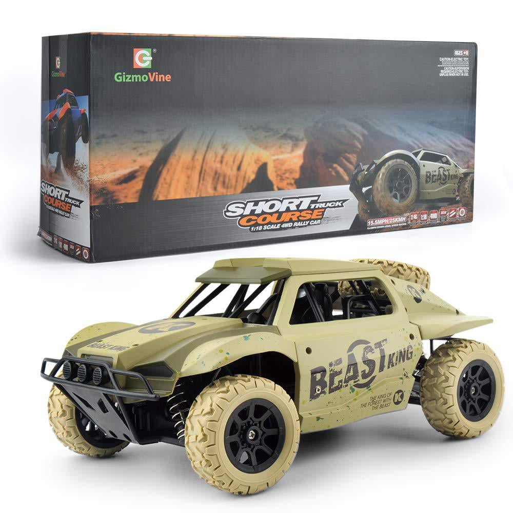 2019 Version Khaki Gizmovine Remote Control Cars 4WD 1 18 Scale Large Size High Speed 15.5 MPH Racing Rc Cars Off Road for Kids and Adults 