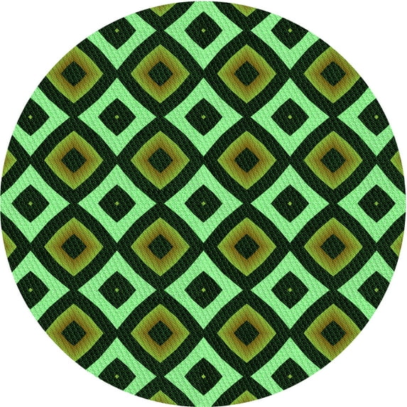 Ahgly Company Indoor Round Patterned Dark Forest Green Area Rugs, 5' Round