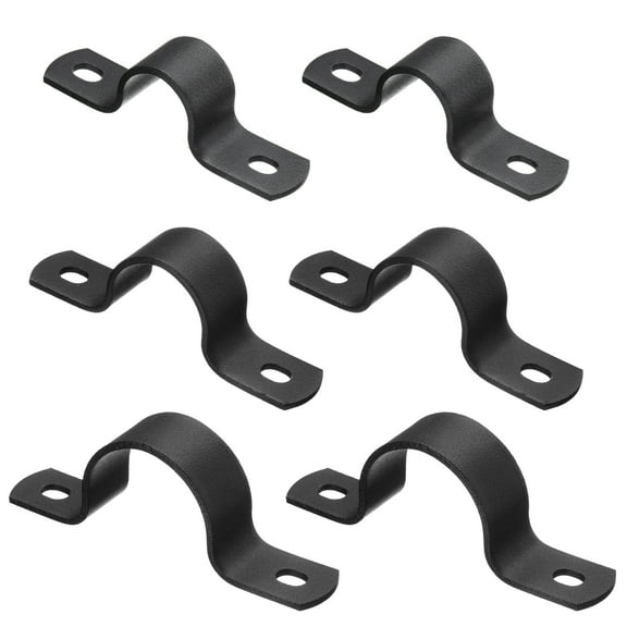6Pack Metal Pipe Clamps, 3 Sizes Carbon Steel Two Hole Strap U Bracket Tube Clip Conduit Clamps for Pipe Fixing Wire Cord Installation Decorating, Black (1/2", 3/4", 1")