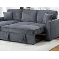 thumbnail image 6 of Convertible Sectional Dark Gray Color Corduroy Reversible Chaise w Storage And Sofa Pull Out Bed Pillows Living Room 2pc Set, 6 of 7