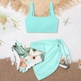 thumbnail image 4 of Girls Swimsuit Size 6 3 Pieces Sparkly Girls Bathing Suit&nbsp;cover Up Adjustable Straps Color Block Bikini Top Modest Ruched Rash Guard Tankini with Shorts Mermaid Girls Swimwear, 4 of 4