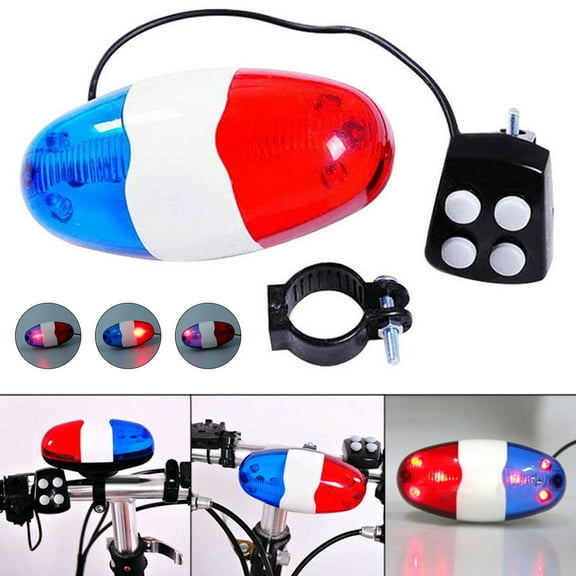 HOTBEST Bike LED Light, Bike Bicycle Police Led Light, 6 Led Light 4 Sounds Trumpet, Warning Safety Light, Waterproof Bicycle Lights Accessories, No Batteries In