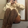 thumbnail image 4 of Thigh High Boot Socks Warm Over Knee High Fuzzy Socks Plush Slipper Stockings, 4 of 17