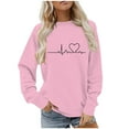 thumbnail image 1 of BLVB Chandail à Col Rond pour Femmes, Imprimé de Cœur, Manches Longues, Mignon, Coupe Ample, Léger, Hauts d'Automne, Cadeaux de la Saint-Valentin, 1 of 5