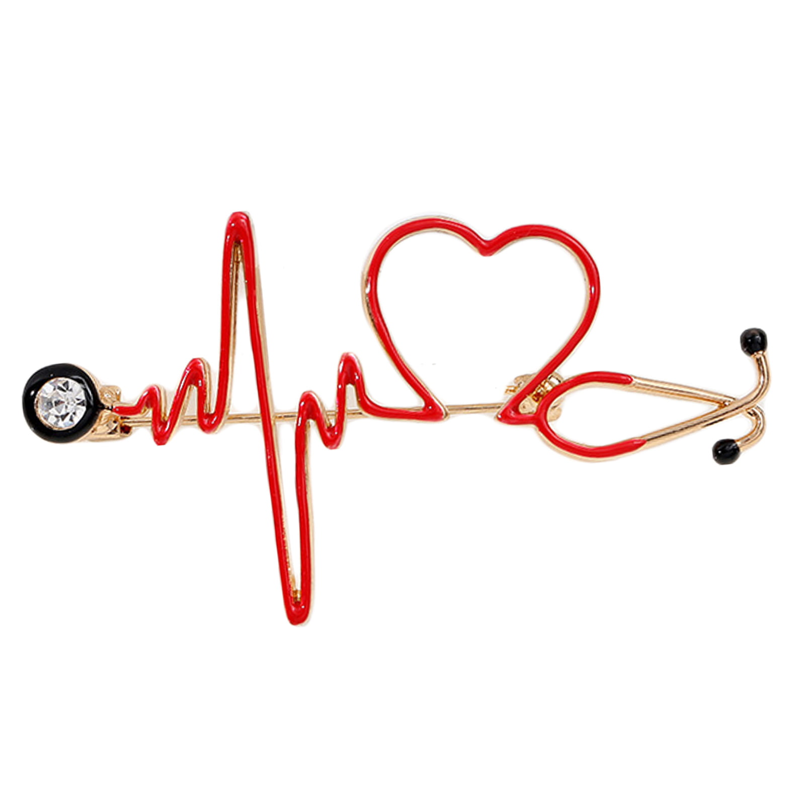 for Creative Enamel Love Heart Stethoscope Brooch Cartoon Doctor Nurse ECG  Metal Alloy Jewelry Micro Badge Lapel Pin for Men Women Gift 