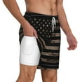 thumbnail image 3 of Picia American Flag with Desert Camouflage pattern Mens Swim Trunks with Compression Liner Stretch Beach Shorts Quick Dry with Zipper Pockets No-Chafing Board Shorts-Small, 3 of 9
