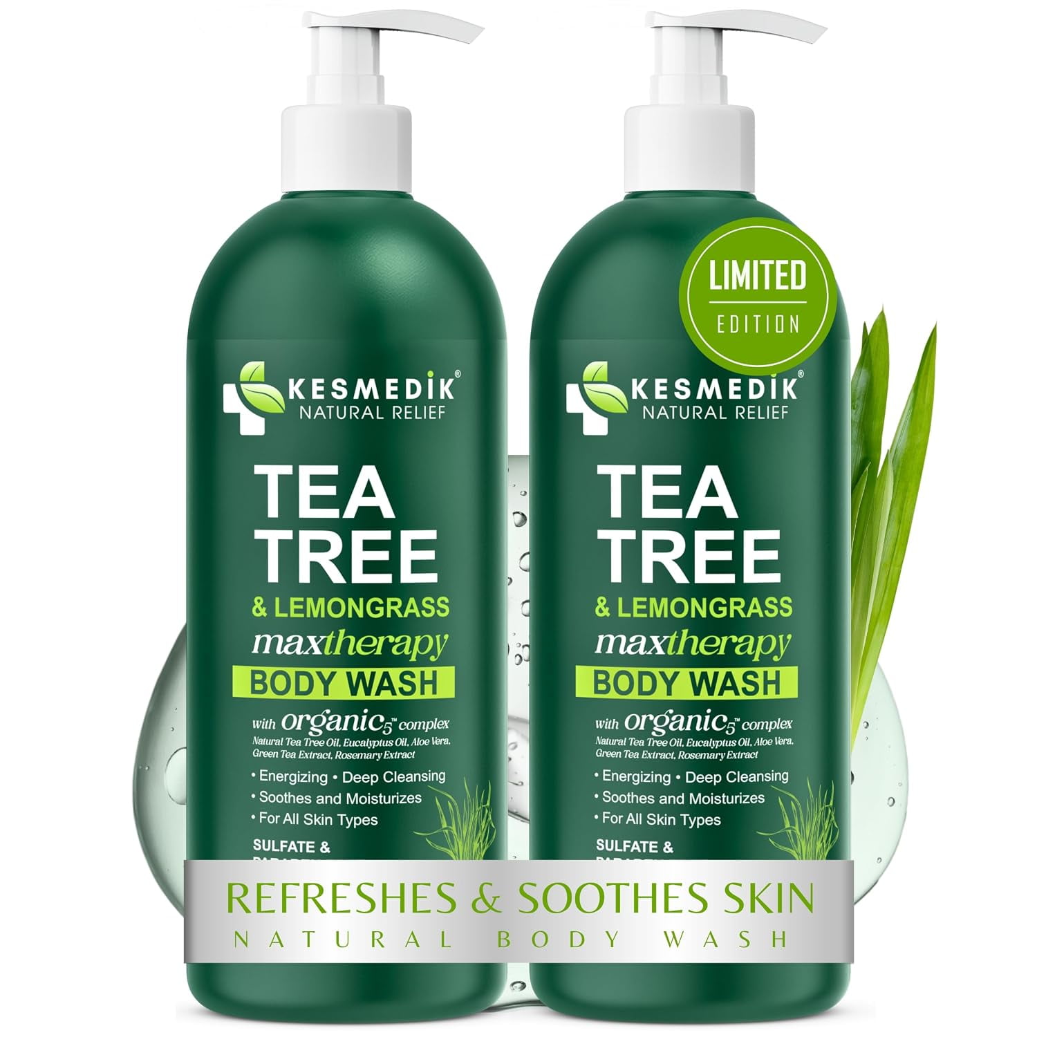 Tea Tree Oil & Lemongrass Body Wash MaxTherapy for Skin, 2-Pack