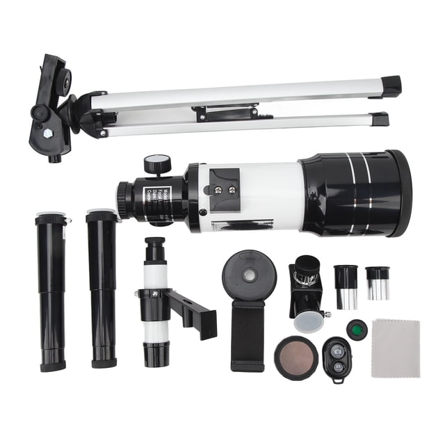 Telescopio refractor astronómico de 70 mm de apertura, telescopio refractor con soporte para trípode, soporte para teléfono móvil para adultos, niños y principiantes