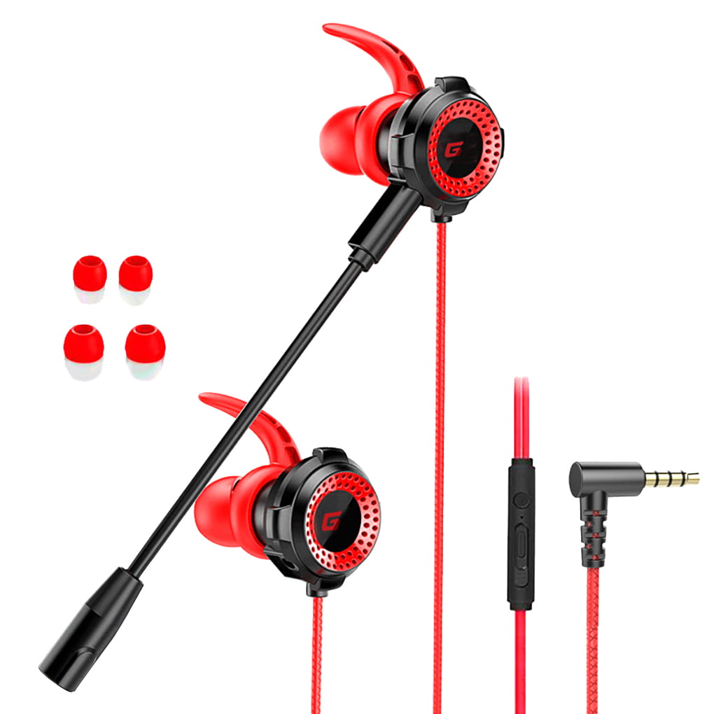 Gowersdee Portable Earphone HiFi in-Ear Gaming Headset with Double Microphone Sets Detachable MIC for PS4 PC Phone 