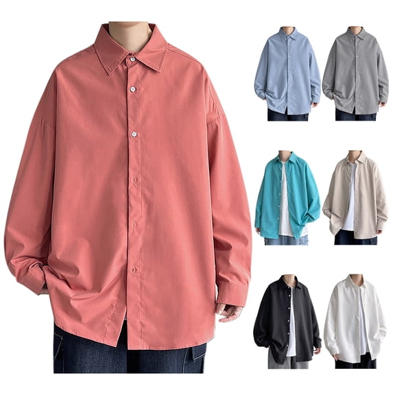 LIaqionyy Big and Tall Shirts Men's Long Sleeve Button down Casual Loose Lightweight Collared Shirt Business Tops