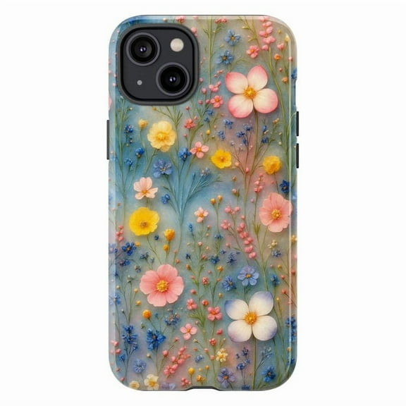 Whimsical Wildflower Meadow Phone Case | Soft Floral Fantasy in Pastel Blue | Compatible with iPhone 16 15 14 13 12 11 Pro Max