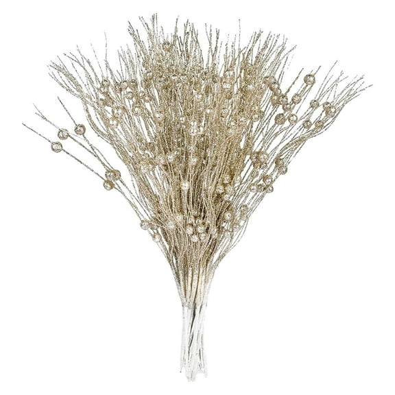 Christmas Glitter Berries Stems, 17 Inch Artificial Berry Picks for Christmas Tree Decorations, DIY Xmas Wreath, Centerpiece, Garland & Holiday Craft, Pre-attached Lifelike Branches for Home Decor