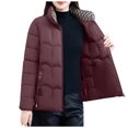 thumbnail image 2 of AUNVITO Women's Thickened Winter Coat Long Sleeve Zip-Up Casual Solid Color Nylon Spandex Blend Outerwear, 2 of 9