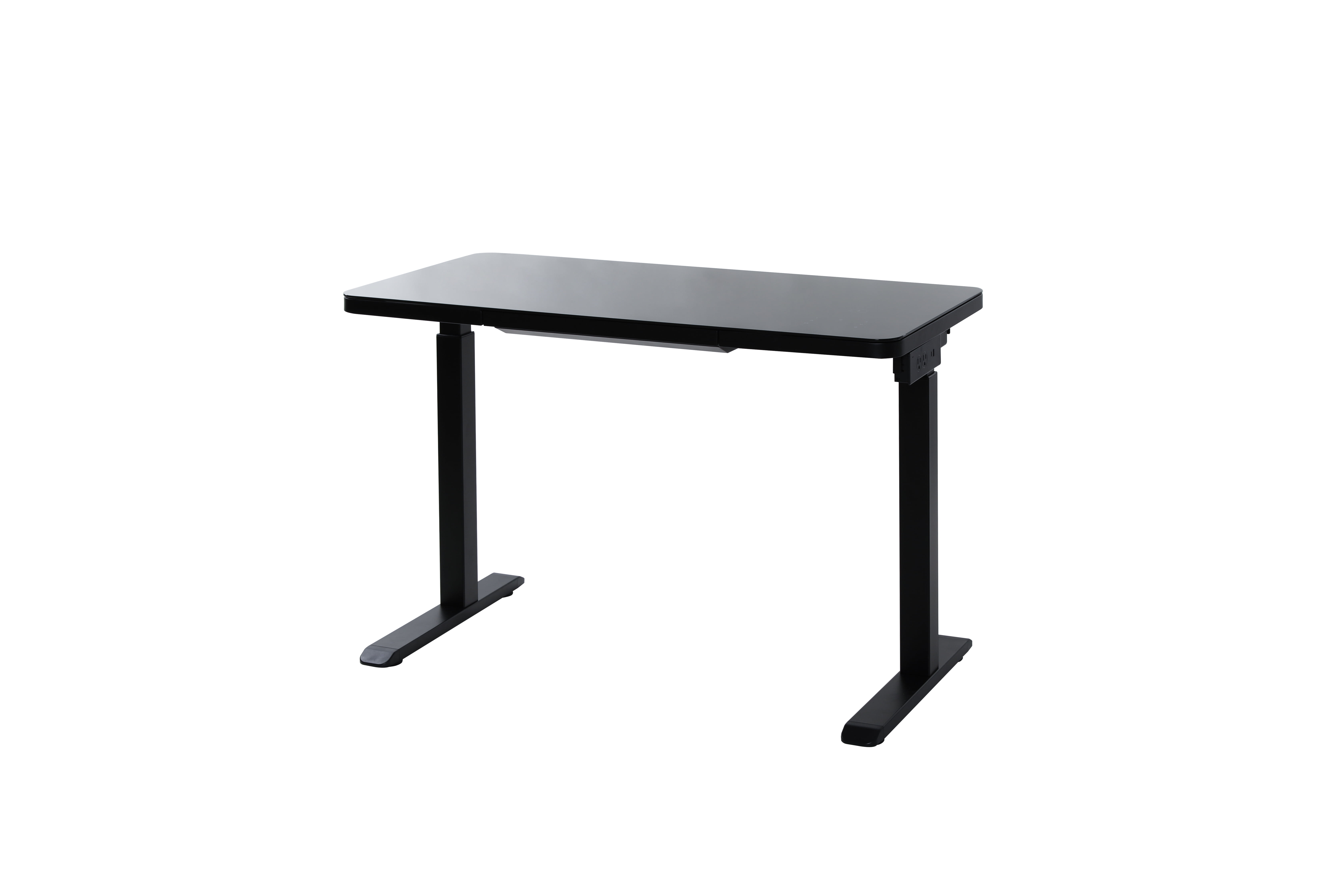 Glass Electric Standing Desk with Drawer 45 x 23 Inch Tempered Glass