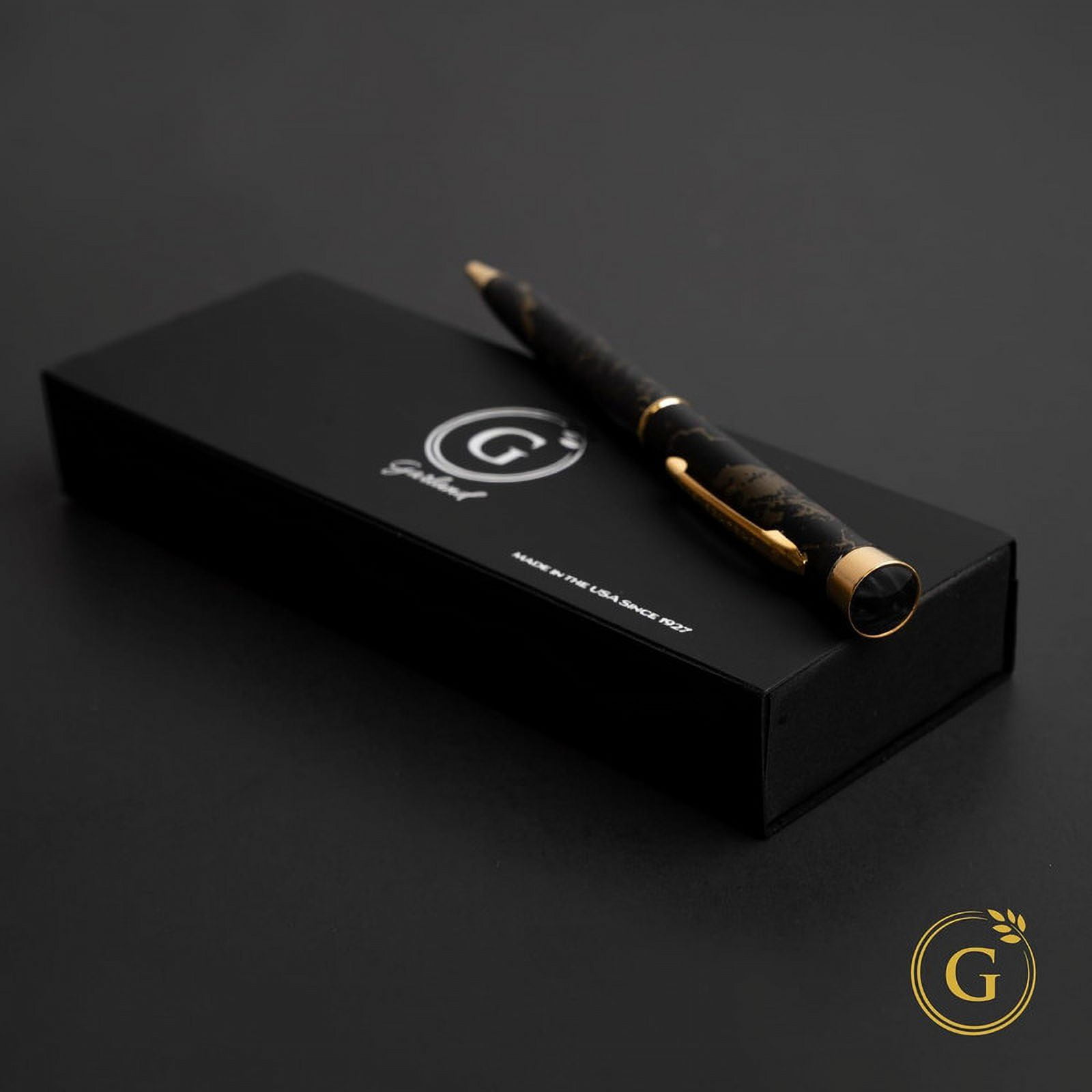 Garland Metal Twist Pen– Made in USA- Marble Design with 24k Gold Finish, Gift for Executive, Client, Graduate, Professional Look, Classy Gift Box, Refillable