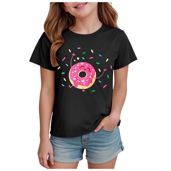 Akiihool Cute T Shirts for Teen Girls Girls Western Shirt Cowgirls Embroidered Country Concert T Shirt Graphic Horseback Rider Tassel Fringe Tee Tops (Black,7-8 Years)