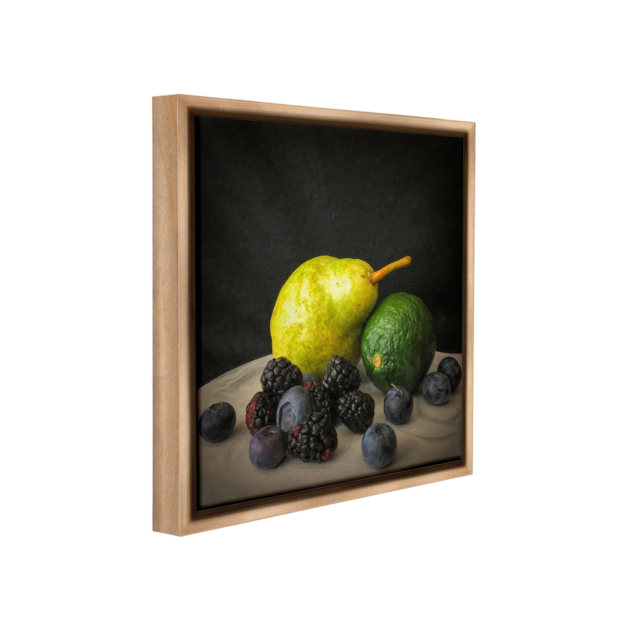 Stupell Industries Fruit & Berries Still Life Food & Beverage Painting Brown Floater Framed Canvas Art Print Wall Art, 25 x 25