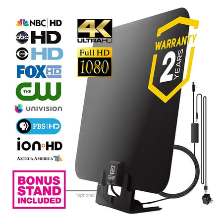{Updated 2019} Digital HDTV Antenna - Amplified High Definition TV Antenna | 50 to 80 Mile Range Signal Amplifier for Best Reception | 11ft Coax Cable | Wall Mountable with Optional Table (Best Menswear Brands 2019)