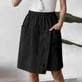 thumbnail image 6 of IWRICH Women's Casual Skorts High Waist Summer Linen Knee Length Shorts Solid Tennis Golf Beach Loose Trendy Skirt with Pockets Black M, 6 of 7