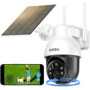 AOSU Solar Security Camera,5MP Wireless Outdoor Cameras,360° Surveillance,Auto Tracking, Human/Vehicle Detection,works with Alexa/Google Assistant