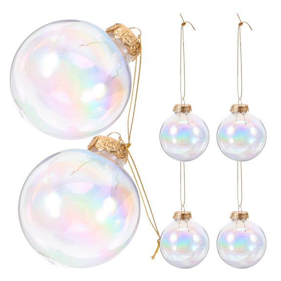 OUNONA  6 Pcs Christmas Balls Ornaments Xmas Tree Transparent Golden
