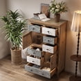 thumbnail image 4 of Vintage Tall Wooden Accent Cabinet with 7 Drawers & 2 Doors, Rustic Multicolor Carved Storage Chest for Living Room, Bedroom, Bathroom, Farmhouse Style Decor (27.76" L x 14.37" W x 47.44" H) No.0022, 4 of 8