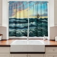 thumbnail image 2 of Ambesonne Fine Art Kitchen Curtains, Ship in the Sea Painting, 55"x45", Multicolor, 2 of 3