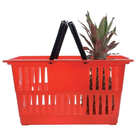 HUBERT® Red Plastic Shopping Basket - 18 1/4"L x 13 1/4"W x 9 1/8"D