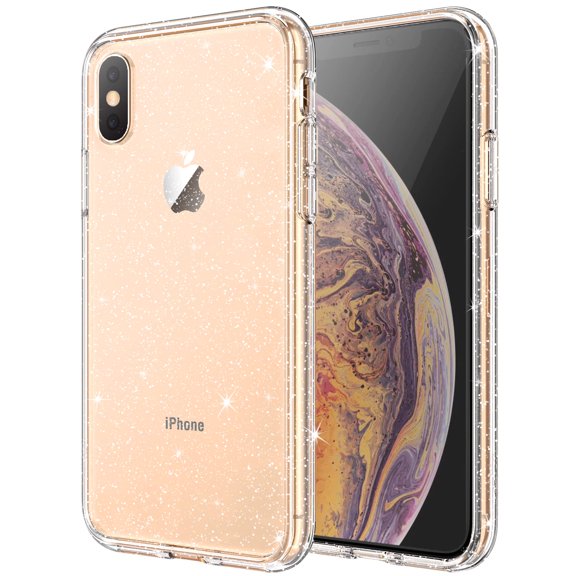JETech Glitter Case for iPhone Xs Max, 6.5-Inch, Bling Sparkle Shockproof Phone Bumper Cover, Cute Sparkly for Women and Girls (Clear)